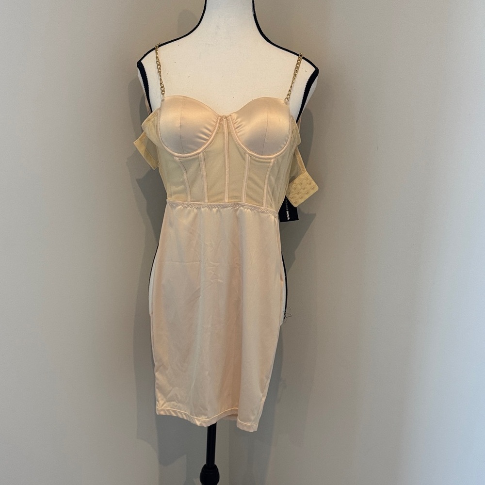 Fashion Nova Cream Bustier Mini Dress